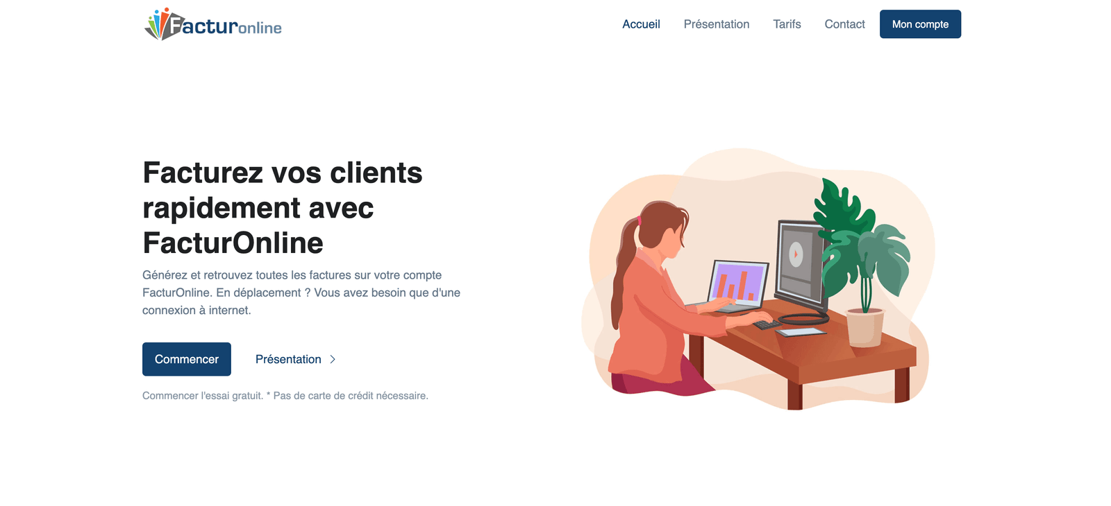 Page d'accueil de Facturonline