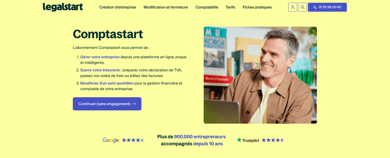 Page d'accueil de Comptastart
