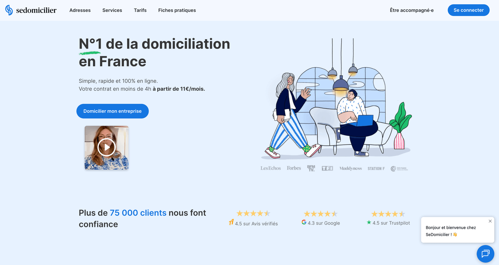 Page d'accueil de SeDomicilier
