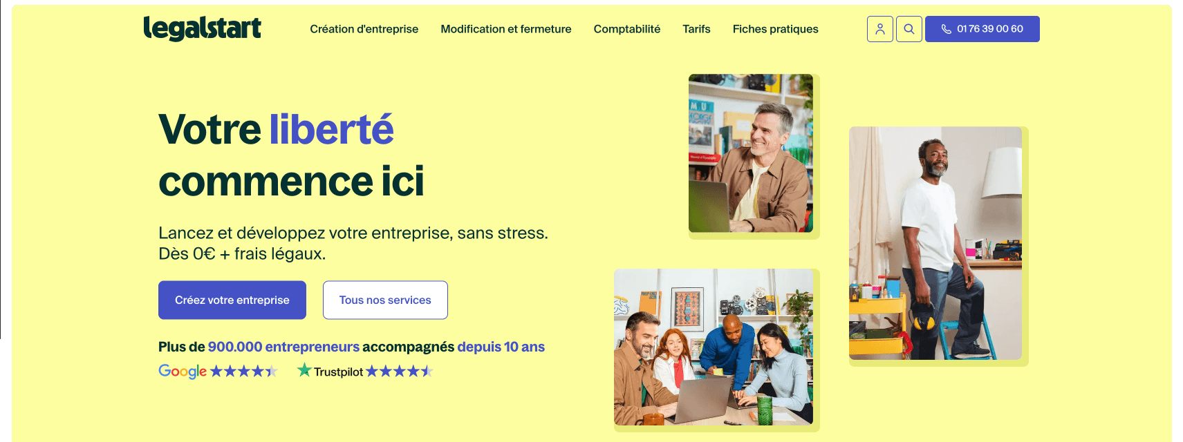 Page d'accueil de Legalstart