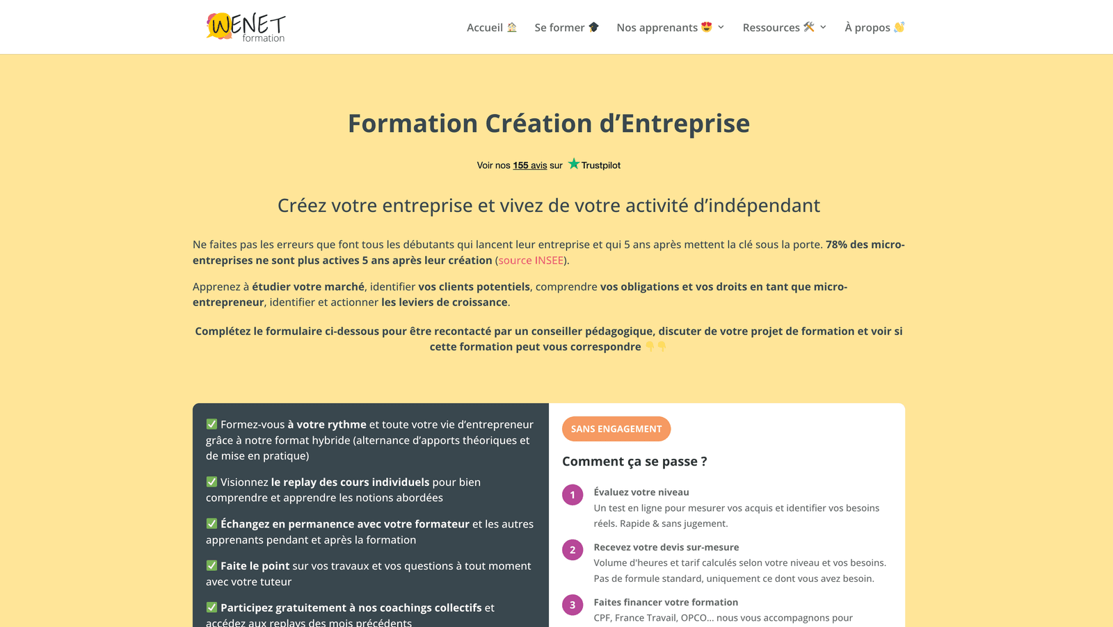 Page d'accueil de Wenet