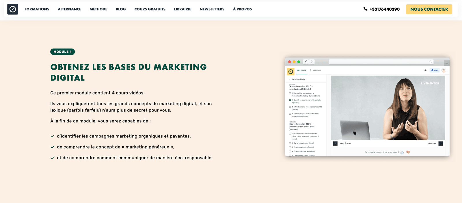 Page d'accueil de LiveMentor Marketing