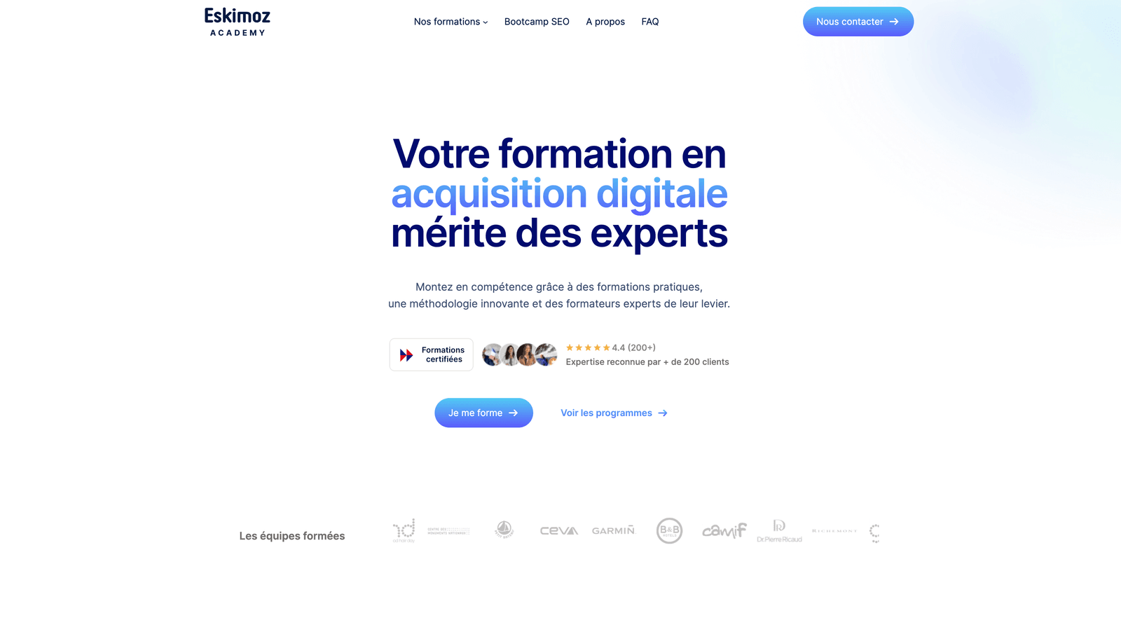 Page d'accueil de Eskimoz Academy