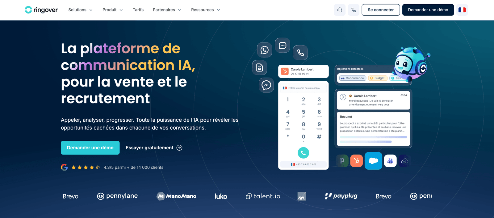 Page d'accueil de Ringover