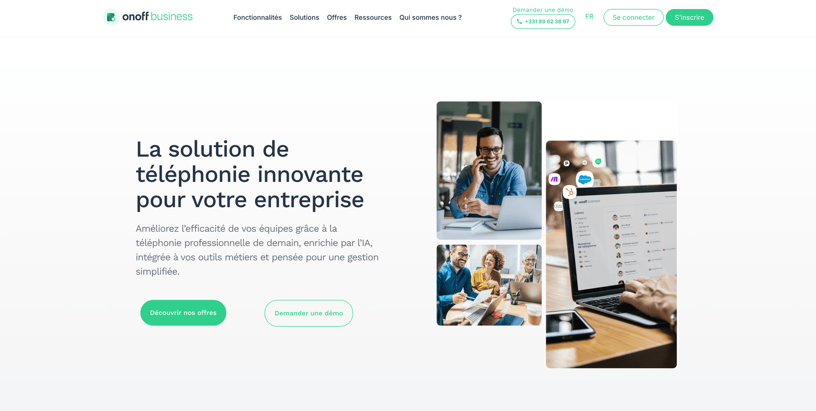 Page d'accueil de On/Off Business