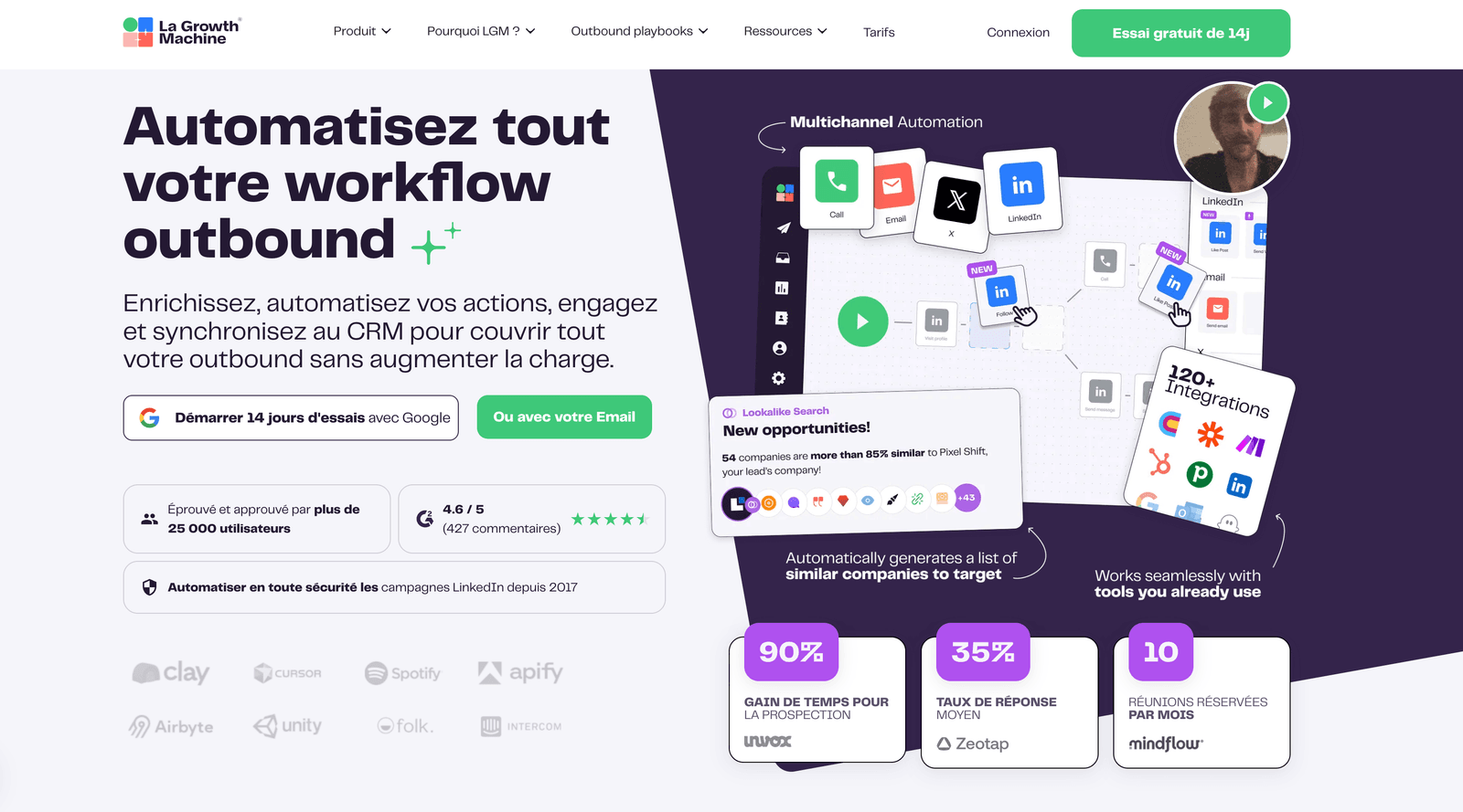 Page d'accueil de La Growth Machine
