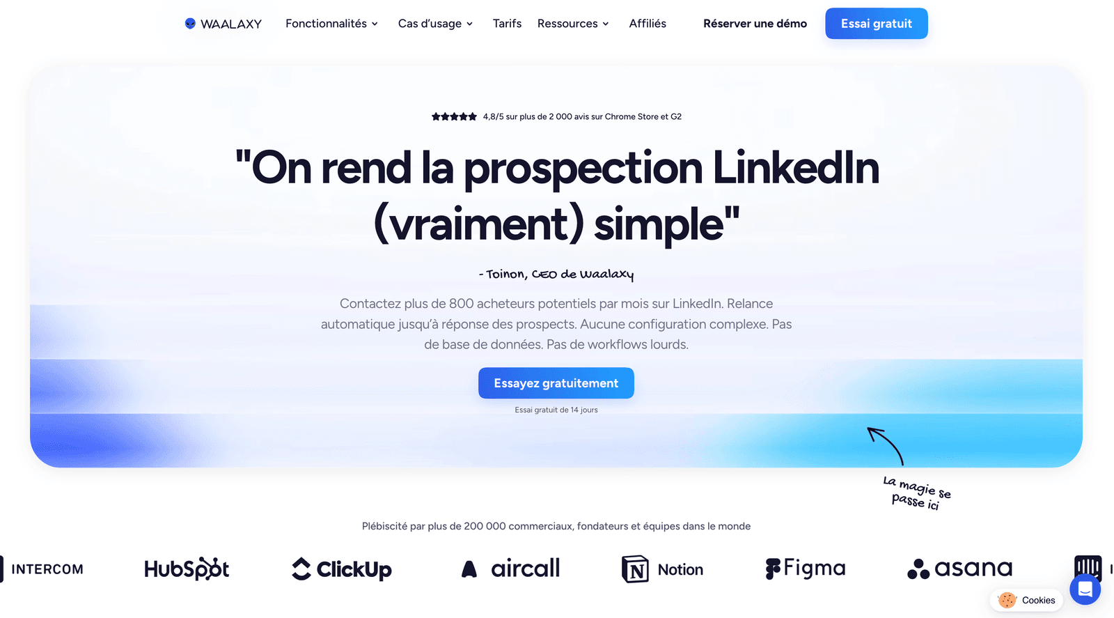 Page d'accueil de Waalaxy