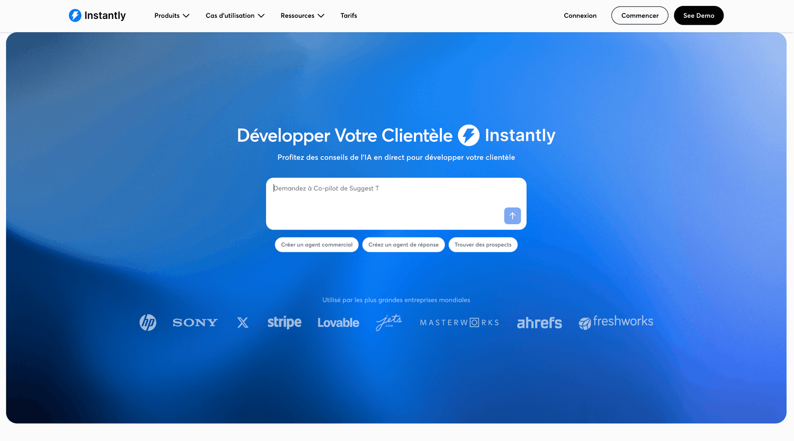 Page d'accueil de Instantly