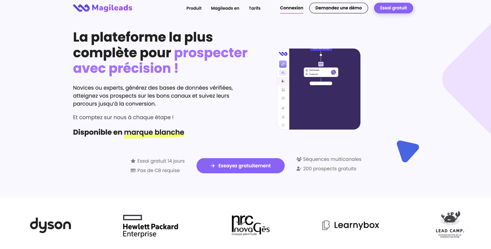 Page d'accueil de Magileads