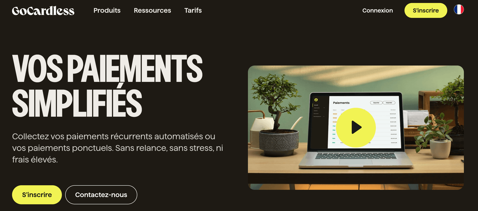 Page d'accueil de GoCardless