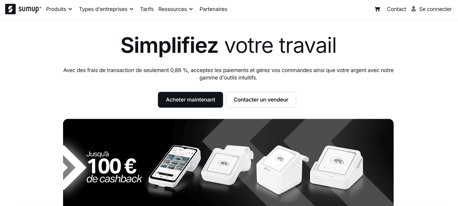 Page d'accueil de SumUp