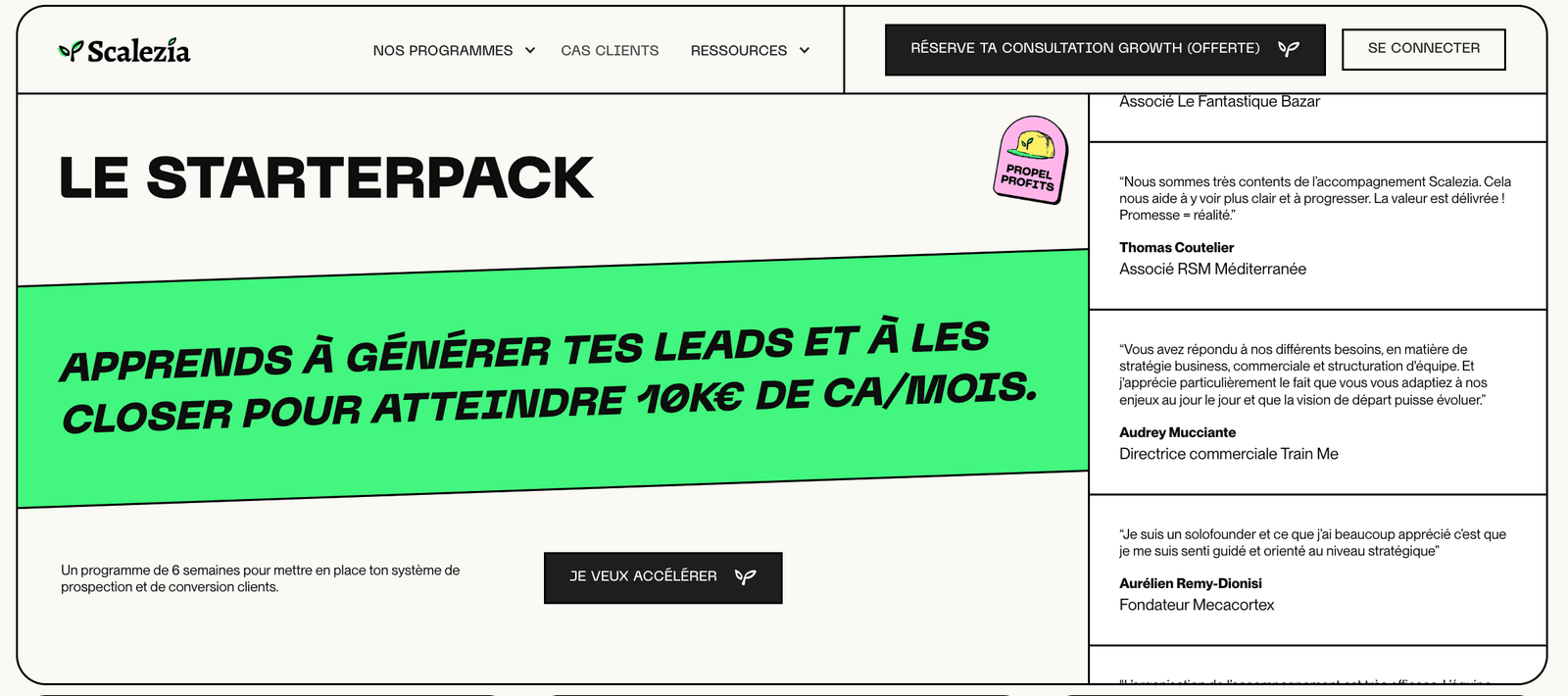 Page d'accueil de Scalezia