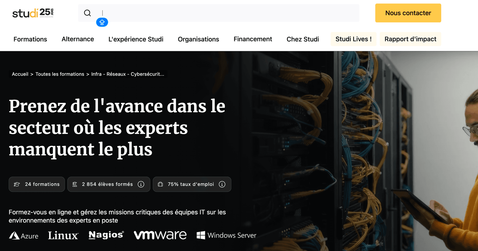 Page d'accueil de Studi