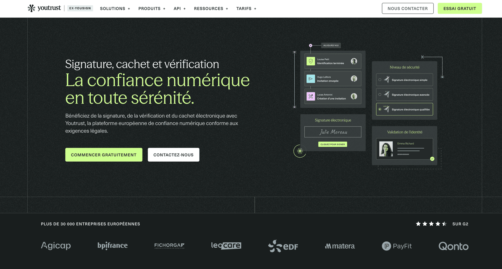 Page d'accueil de Yousign (Youtrust)