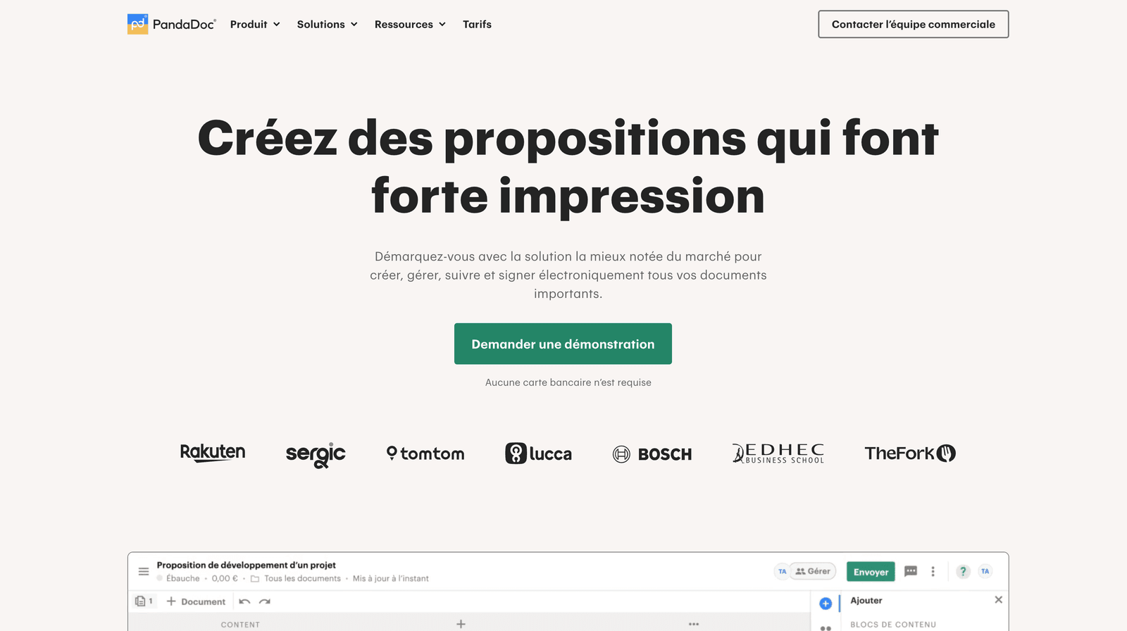 Page d'accueil de PandaDoc