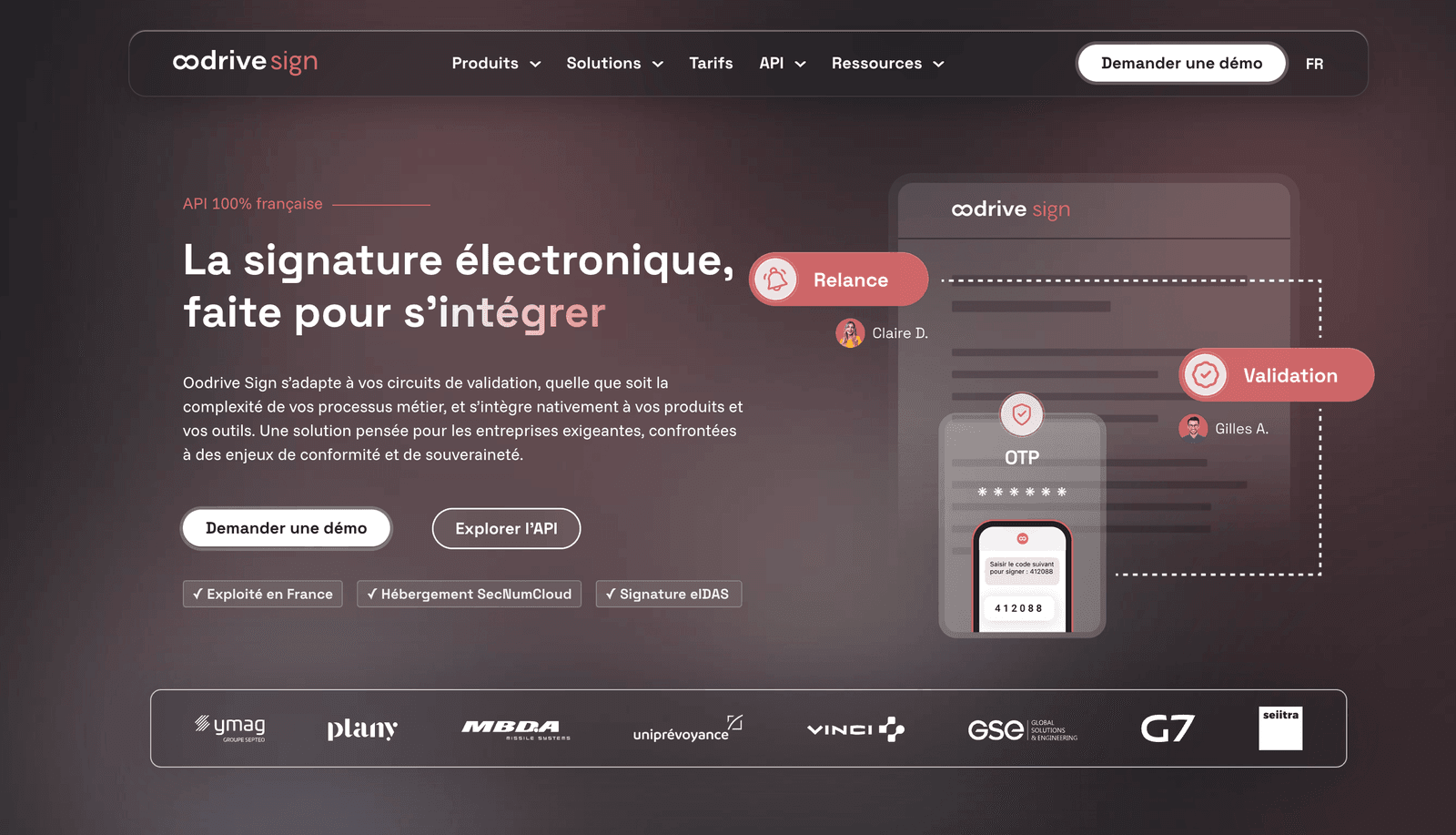 Page d'accueil de Oodrive Sign
