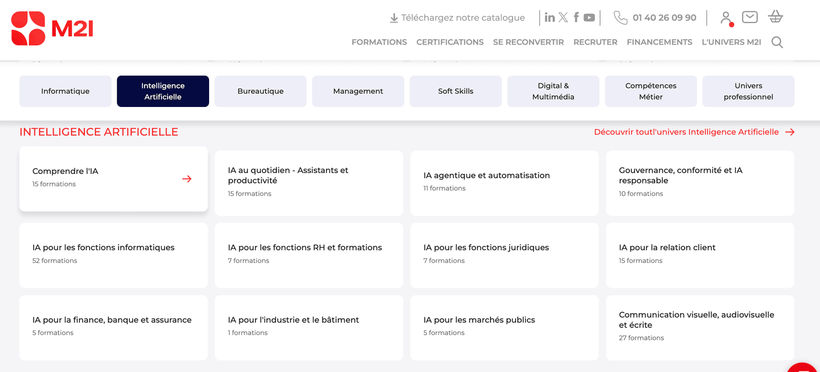 Page d'accueil de M2i Formation IA
