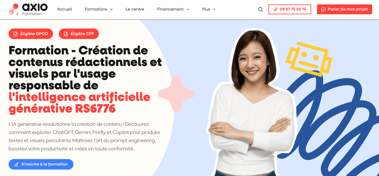 Page d'accueil de Axio Formation